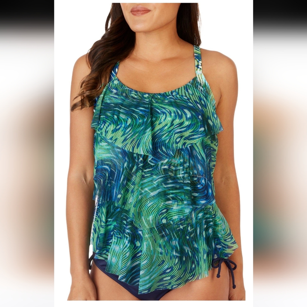 Del Raya Swimwear 3 Tier Wave Mesh Tankini Size 24w